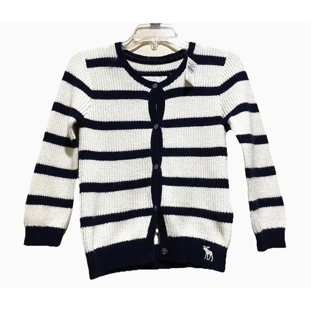 Abercrombie Blue Striped Cardigan Sweater Girl XL Womens S Preppy Academia Knit